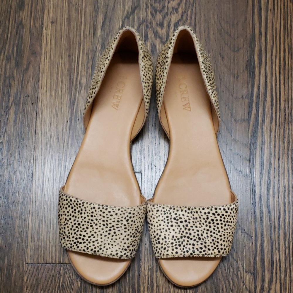 Jcrew Morgan Calfhair peep toe flats